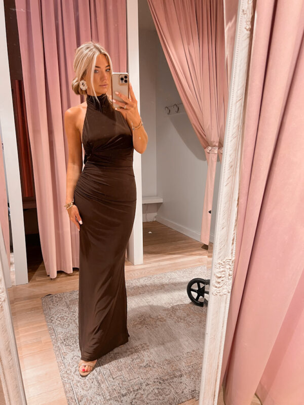 ALBA CHIFFON DRESS - BROWN