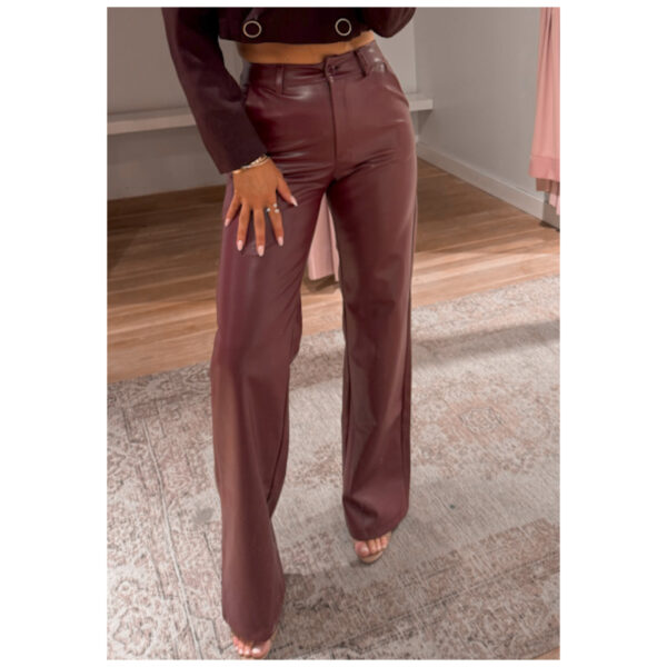 LUCY PANTS LEATHERLOOK - BORDO