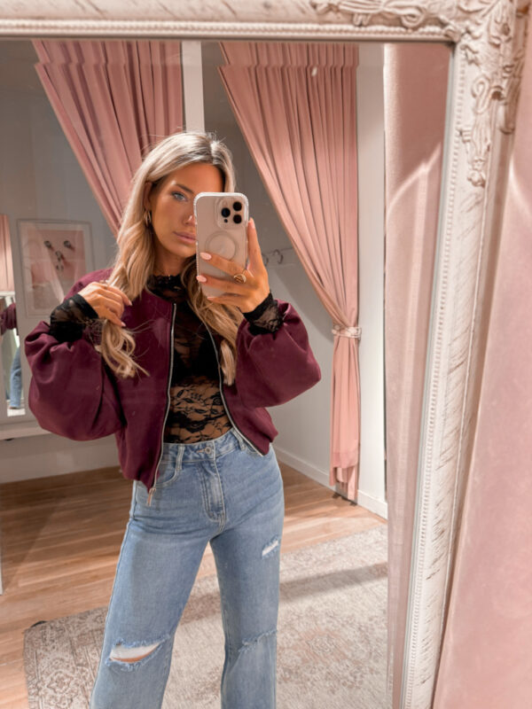 SUEDINE BOMBER- BORDO