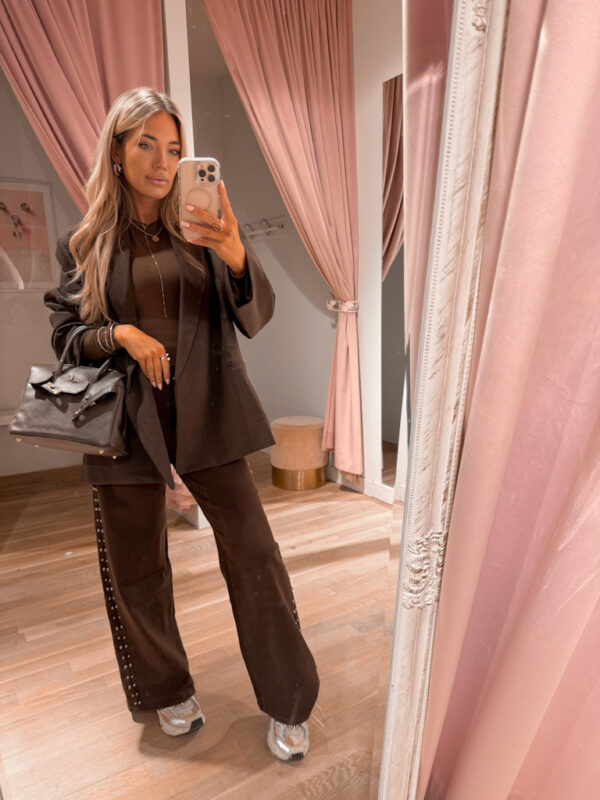 STUD STRETCH JEANS -BROWN - Afbeelding 2