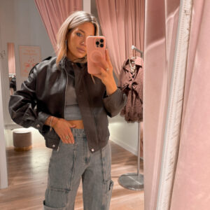 Vegan leather jacket -dark brown