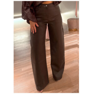 Faux leather wide leg - brown