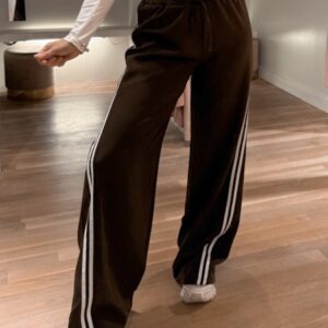 Sporty stripe pants - brown