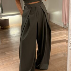 The wide leg pantalon- army -extra tall