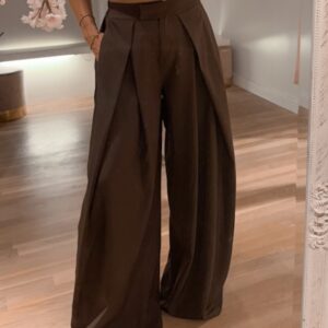 The wide leg pantalon- brown -extra tall