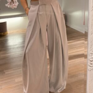 The wide leg pantalon- beige -extra tall