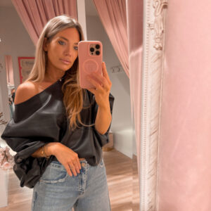 Leatherlook muse top - black