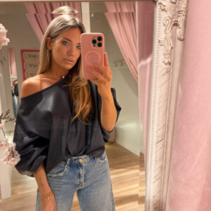 Leatherlook muse top - navy