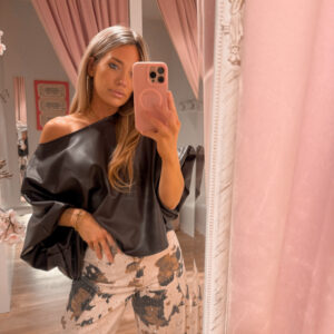 Leatherlook muse top - brown
