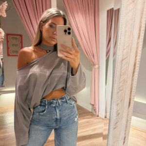 Femme choker tee - taupe