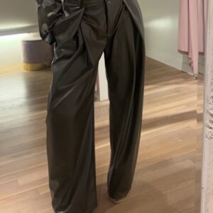 Vogue vegan leather pants - army green