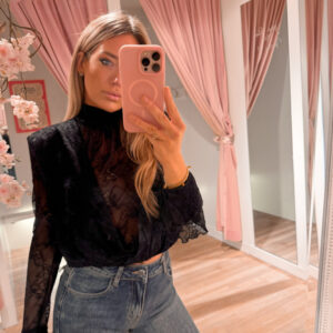 Lace affair top - black