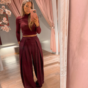 The wide leg sparkle pantalon- bordo -extra tall