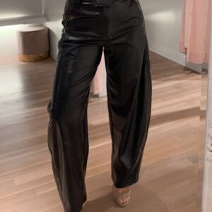 Croco leatherlook balloon pants-black