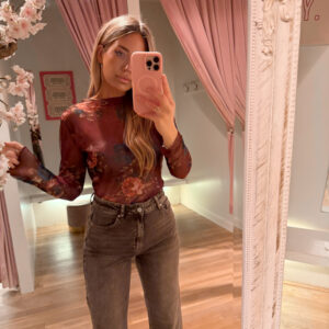 Flower mesh top - bordo