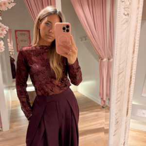 Paillette mesh top - bordo
