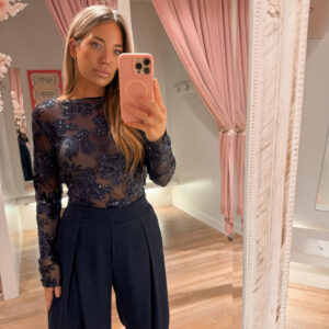 Paillette mesh top - blue