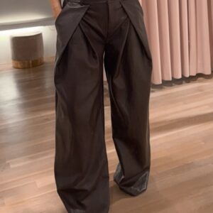 Baggy leatherlook pantalon - bordo