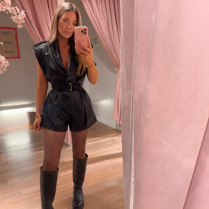 Noir leatherlook playsuit