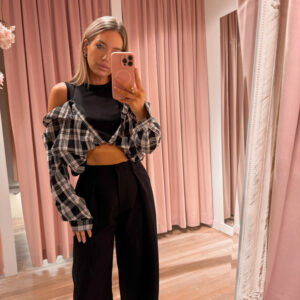Miley cut out blouse - black