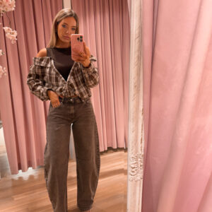 Barrel low waist jeans brown - queen hearts