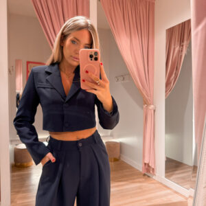 Maison cropped blazer - navy