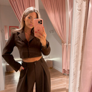 Maison cropped blazer - brown