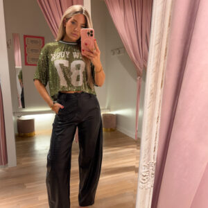 Sequin cropped top - green