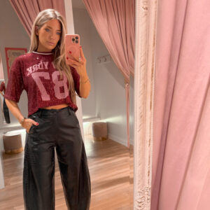 Sequin cropped top - red