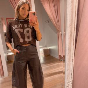 Sequin cropped top - brown