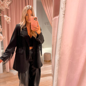 Rebel fringe blazer - black