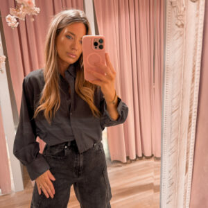 Lola cropped blouse - navy